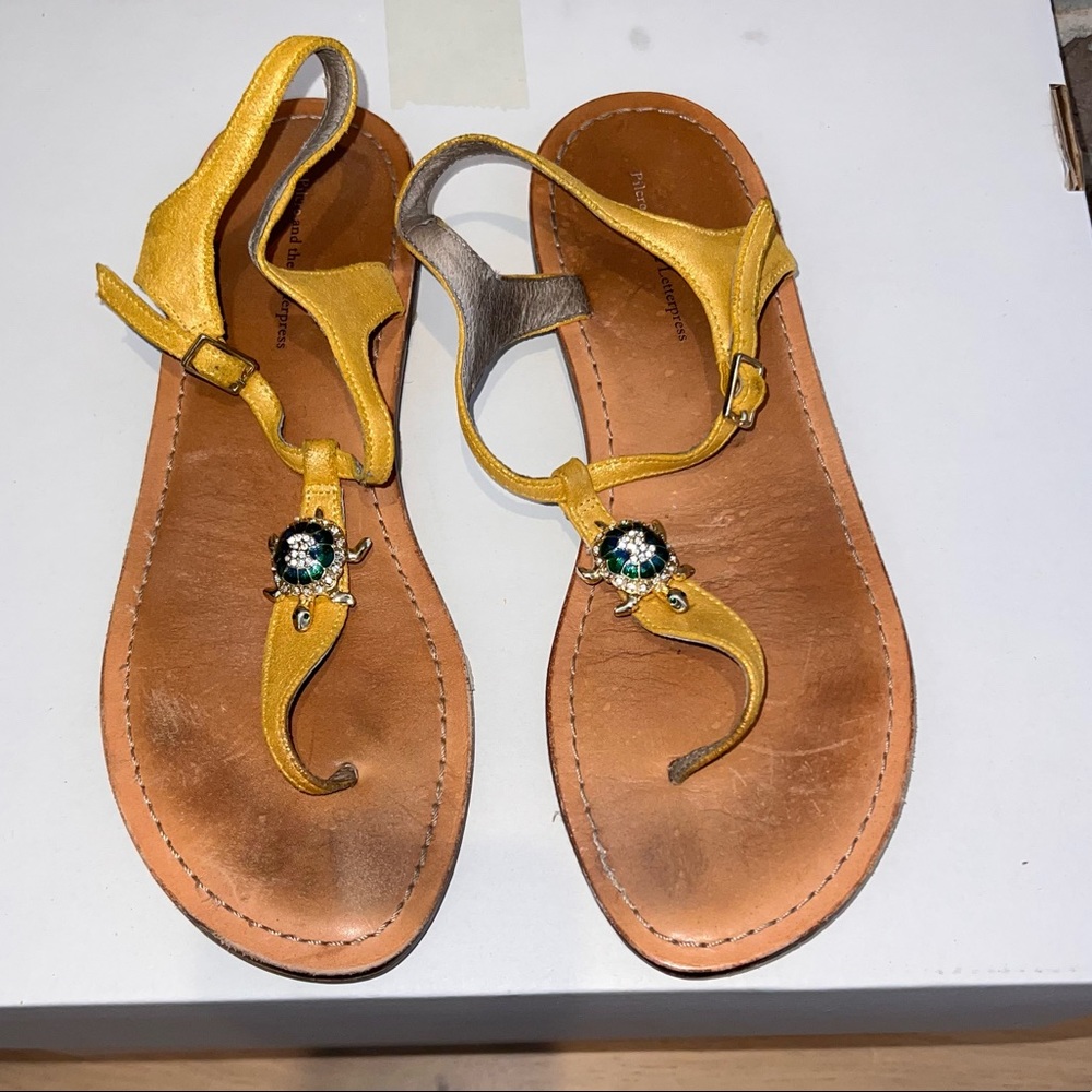 Yellow Sandals with Turtle Charm
